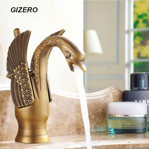 

bathroom sink faucets antique brass copper swan style vanity mixer taps cold and single handle vessel torneira zr160