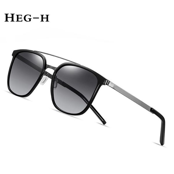 

heg-h design polarized sunglasses for men vintage square anti-glare women's gradient sun glasses alloy frame shadows male uv400, White;black