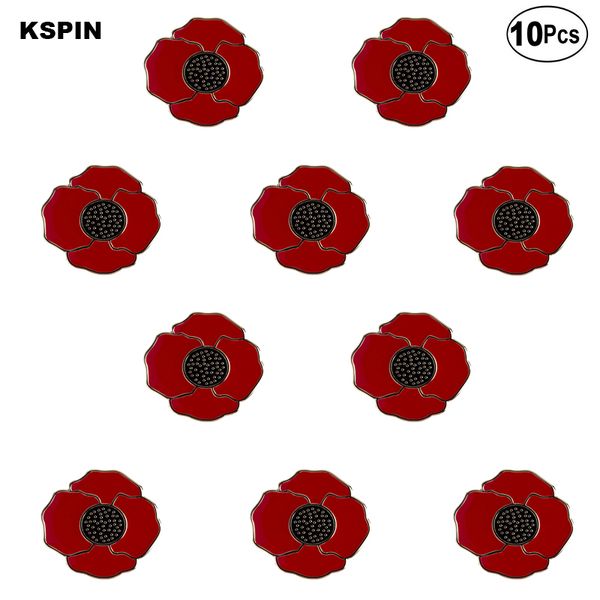 

poppy flower lapel flag badge brooch pins badges 10pcs a lot, Gray