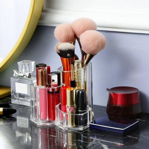

transparent cosmetic organizer makeup brush holder storage box plastic jewelry pen supplies business card storage-abux boxes & bins