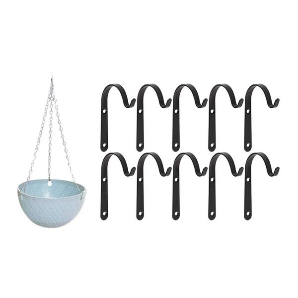 

hooks & rails round plastic hanging basket flower pot 16x10cm with 10 pcs iron wall
