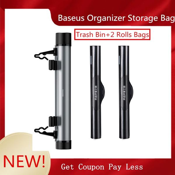 

car organizer baseus backseat storage bag trash bin metal can dustbin alloy garbage for auto back seat accessories