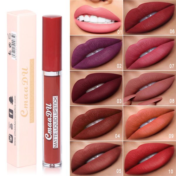 CMAADU Matte Lique Gloss Gloss 10 Цветов губной губной губной макияж Makeup Anly Tick Cup Lipgloss Длительный Maquillage Kit