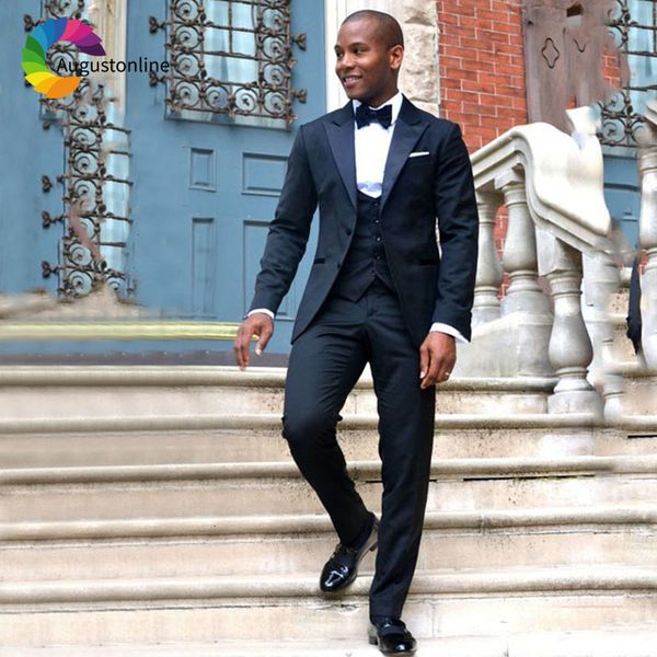 

men's suits & blazers men for wedding black peaked lapel evening party custom made tuxedo slim fit man groom prom blazer jack, White;black