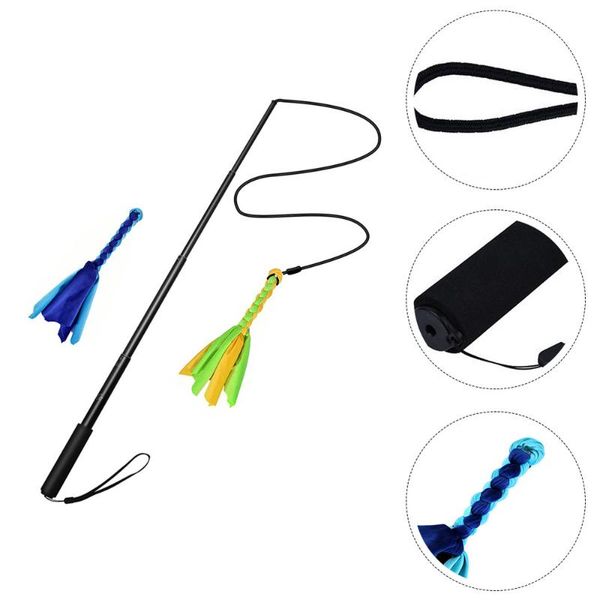 

1set retractable dog teaser stick pole training interactive cat toys