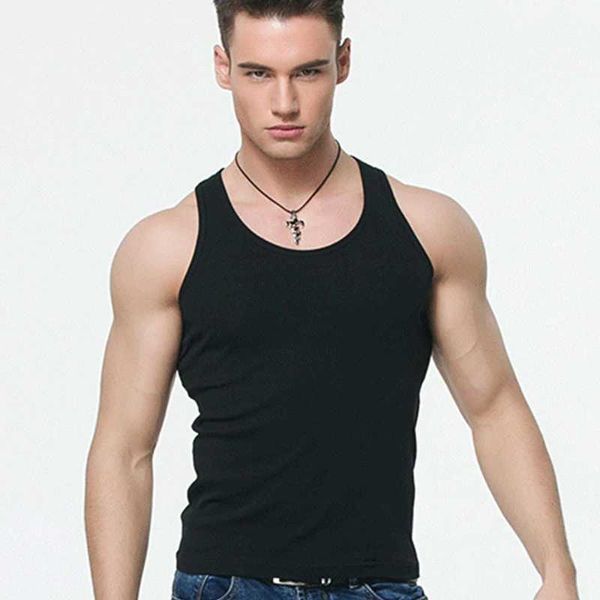 

men' tank 100% cotton mens sleeveless solid muscle vest undershirts o-neck gymclothing tees whorl, White;black