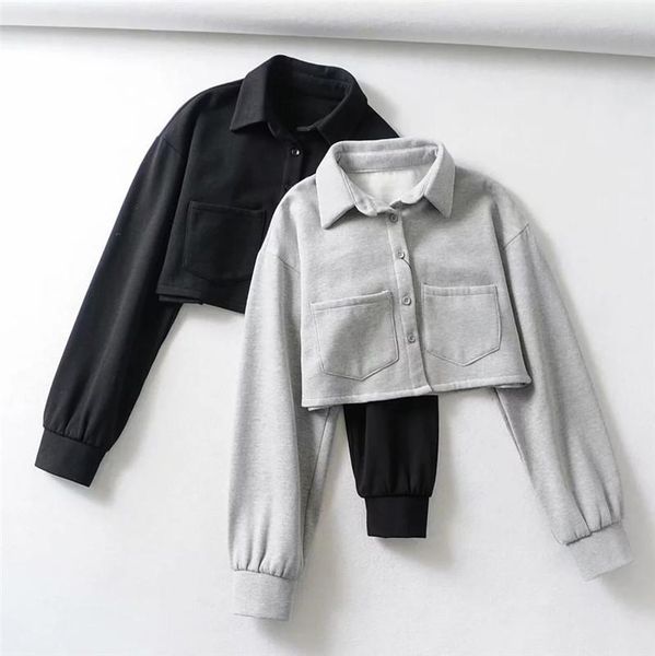 

women's jackets fall women baseball cotton jacket loose lapel shirt coat casual vintage oversize solid color cool short, Black;brown