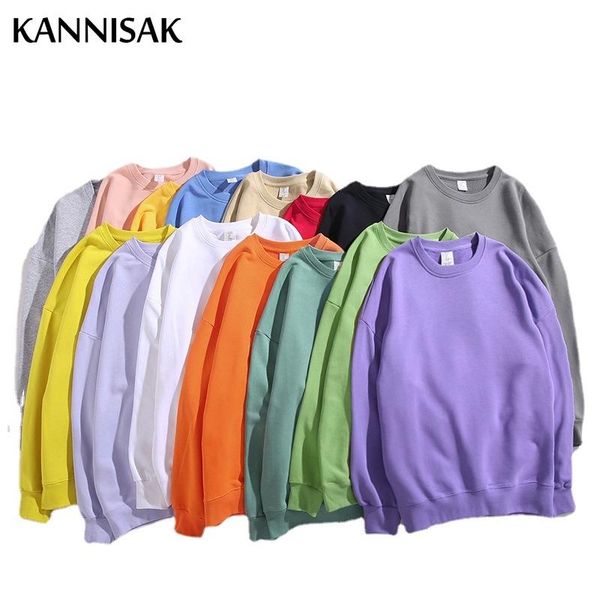 

men's hoodies & sweatshirts kannisak oversize men and women cotton solid harajuku style pullovers japanese casual autumn streetwear, Black