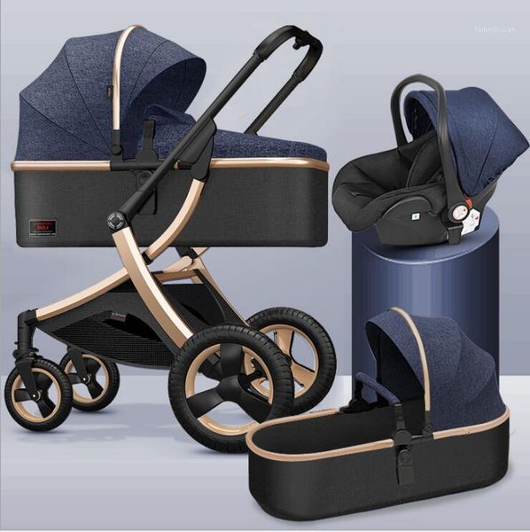 

luxury baby stroller high landscape 3 in 1 travel pram trolley carrier carriage with car seat1