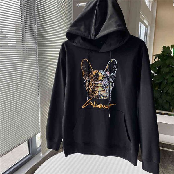 

men's hoodies & sweatshirts autumn and winter roman embroidery cloth male female with hoodie pullovers sweater couple black j610