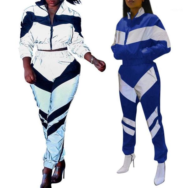 

autumn women sports suit 2pcs long sleeve stand collar tracksuit sportswear set sweatshirt with pants women's two piece, White