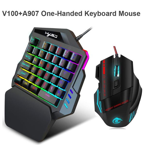 

keyboard mouse combos single hand one-handed gaming 35 keys rgb backlit portable mini keypad set for pc ps4 gamer win