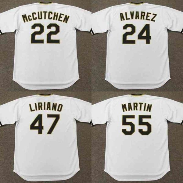 

men 24 pedro alvarez 47 francisco liriano 55 russell martin 1970's baseball jersey, Black