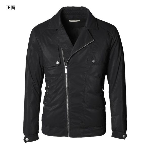 

men's jackets black diagonal zipper design locomotive jacket down wf9975, Black;brown