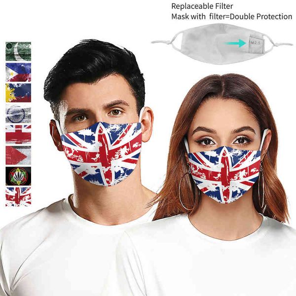 

flag 2021 digital printed national adjustable protective dust filter ear mask