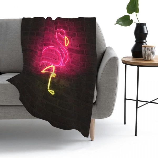

blankets flamingo faux neon throw blanket bedspread bed sofa flannel warm bedding home travel thick child soft