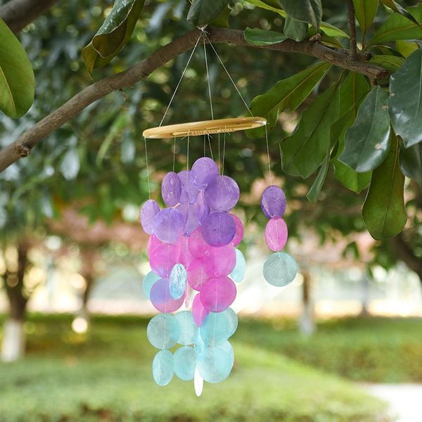 

decorative objects & figurines shell piece wind chime colorful blessing hanging decor for outdoor window garden 56*17cm can csv