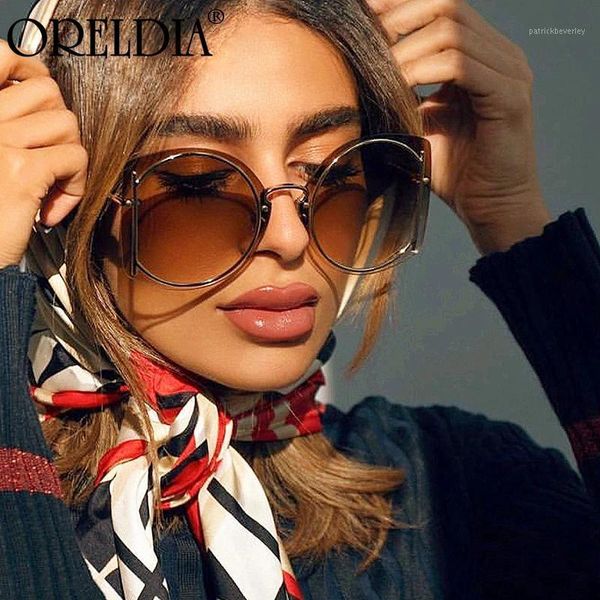 

sunglasses 2021 brand round for women vintage rimless oversized alloy sun glasses female gradient elegant gray pink shades, White;black