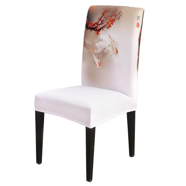 

chair covers modern dining cover spring red cherry tree branch carp print home table chairs for kitchen tablecloth