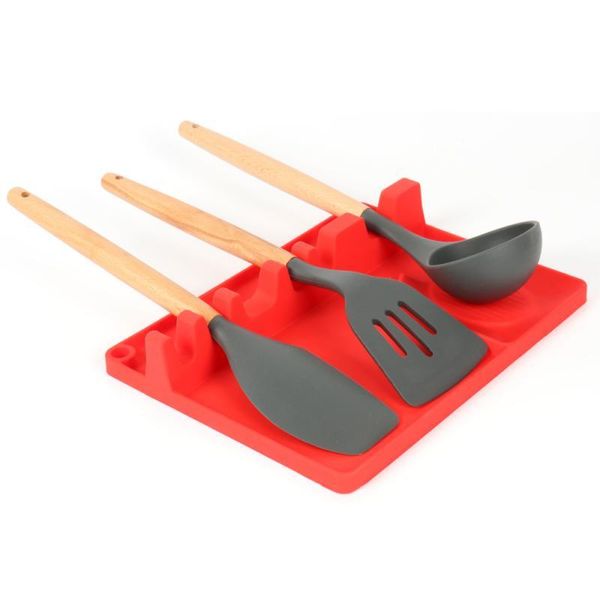 

spoon holders fork spatula rack shelf organizer silicone rest chopsticks holder non-slip spoons pad kitchen accessories storage & organizati
