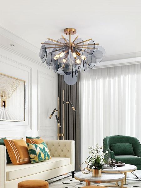 

pendant lamps nordic post-modern chandelier living room lamp creative personality bedroom dining simple disc glass