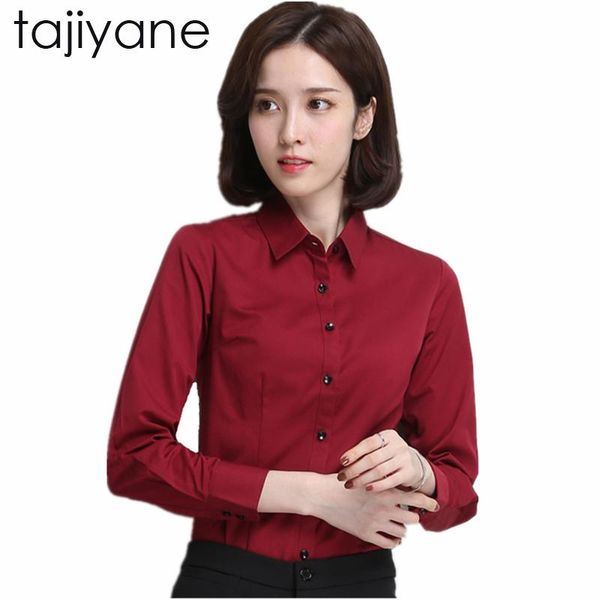 

women's blouses & shirts tajiyane 2021 design spring and autumn plus velvet white professional blouse long-sleeved warm slim soild woma