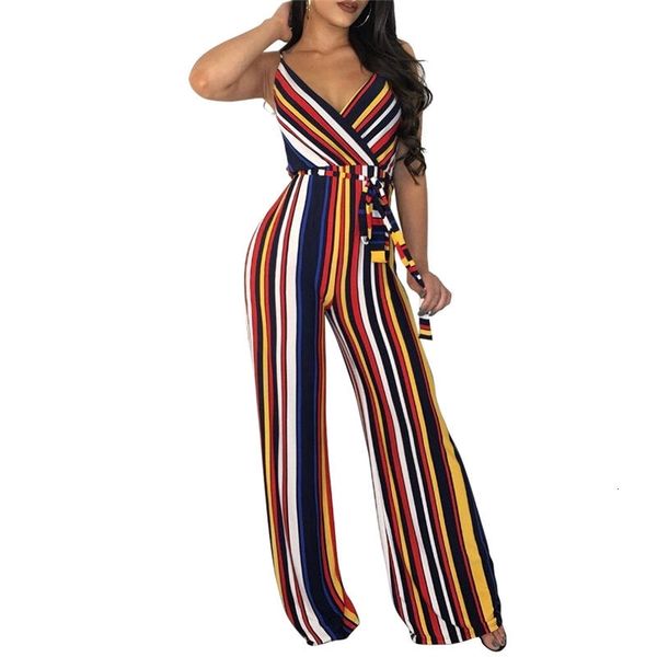 

strap v neck vertical striped jumpsuit high waist wide leg pants rompers streetwear overalls with sashes women spaghetti, Black;white