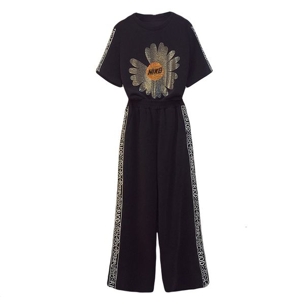 

two piece dress summer women large plus size 4xl sports suit and pant set sportwear tracksuit matching black pink outfit ua8t, White