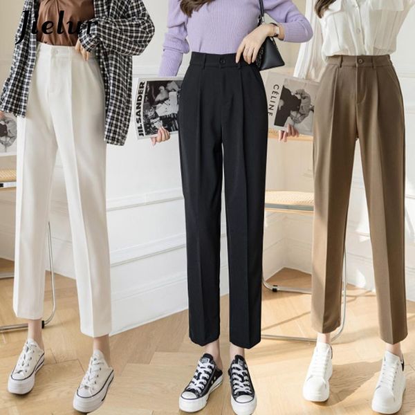 

women's pants & capris 2021 fashion spring straight black white khaki trousers suits formal casual harajuku streetwear