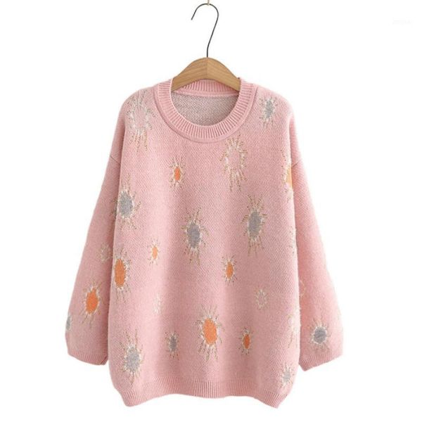 

women's sweaters floral embroidery jacquard women knitted pullover 2021 winter vintage full sleeve o-neck teenage girly soft sweet top, White;black