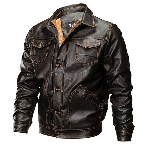 

men's jackets winter pu leather men tactical army bomber jacket warm military pilot coat thick wool liner motorcycle outerwear, Black;brown
