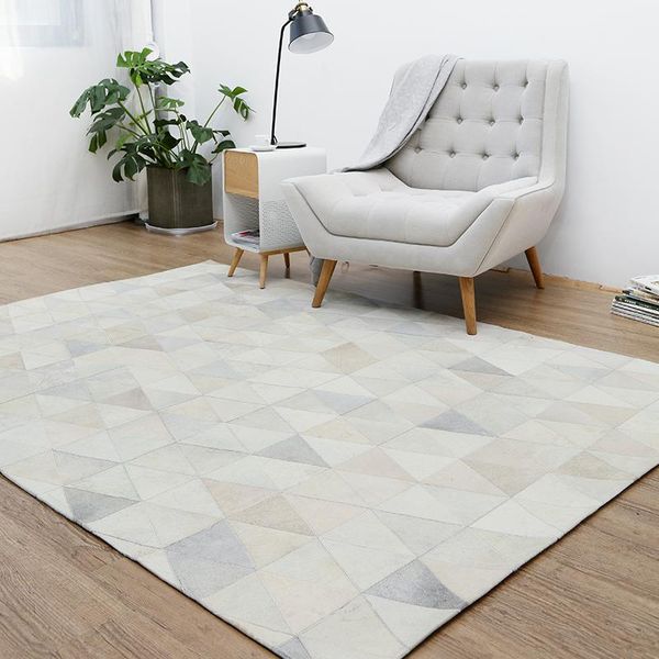 

carpets nordic style pure cowhide carpet geometric jigsaw rug living room bedroom tea table handmade splice oj 12