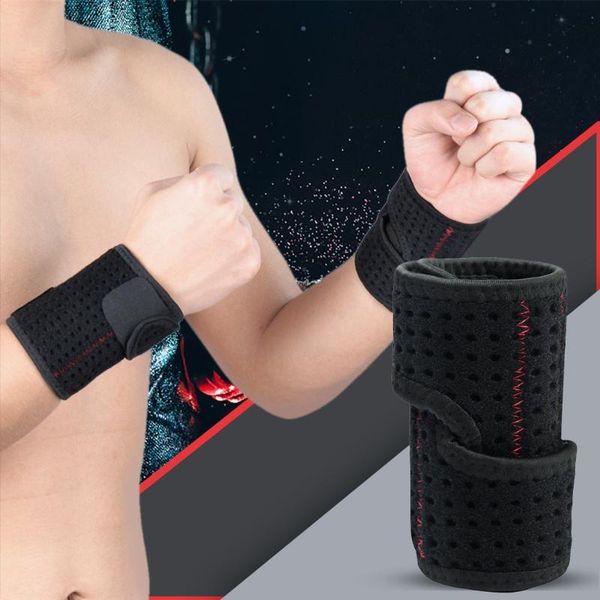 

protective wrist support adjustable wristband bracer volleyball tennis sports weight lifting strap fitness gym sport #2, Black;red