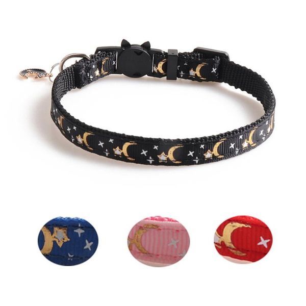 

cat collars & leads cute moon star print dog collar adjustable webbing puppy for metal pendant pet products