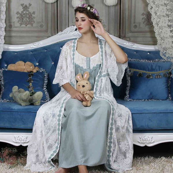 

women's sleepwear lace long robe classic vintage loose nightgown ladies gowns beautiful fashion 6 color w8s1, Black;red