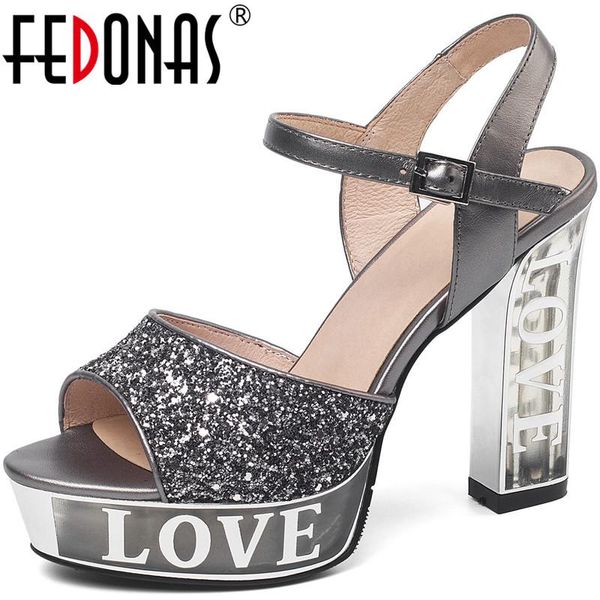 

genuine leater sandals high heels platforms pumps wedding party peep toe women shoes summer spring est woman, Black