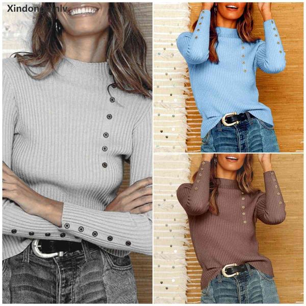 

fashion sweater fine woolen autumn 2021 women's half high collar slim one row button knitted bottomed, White;black
