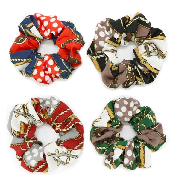 

european and american fashion large intestine pony tails holder circle ship rudder fabric chain hair accessories, Golden;silver