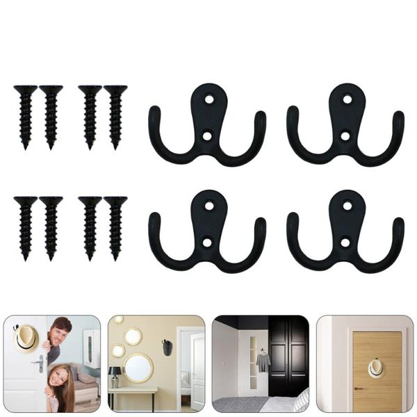 

hangers & racks 24 pcs 1 set wear-resistant hooks closet coat with screws (black)