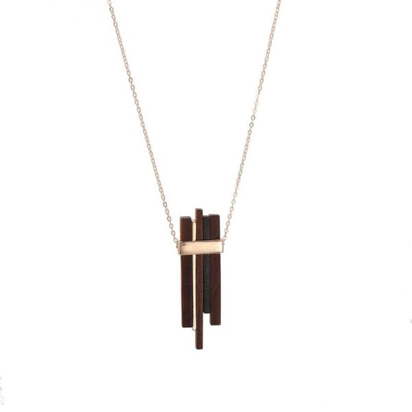 

pendant necklaces 2021 oct arrival vertical bar wood alloy necklace women fashion wholesale, Silver