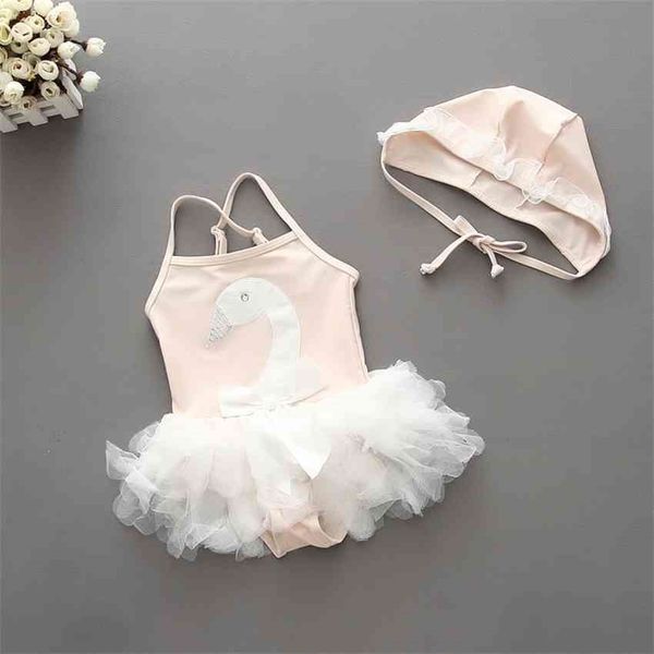 

factorywfsd korean children's girl's one piece split baby princess swan ballet lovely swimsuit, White;black
