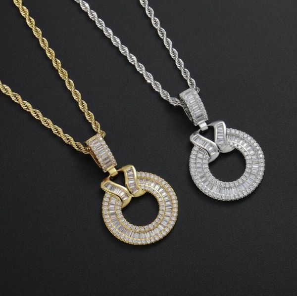 

hip hop round pendant necklaces for men women luxury designer mens bling diamond gold chain necklace jewelry, Silver
