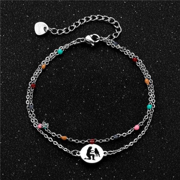 

link, chain jewelry heart shaped creative bracelet simple thick short cross anklet, Black