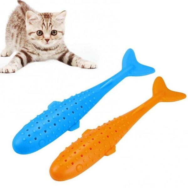 

cat toys silicone saury fish bite resistance chew molar toothbrush interactive toy