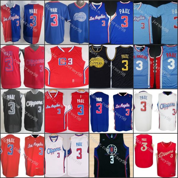 

los angeles clippers men #3 chris paul men retro jersey, Black