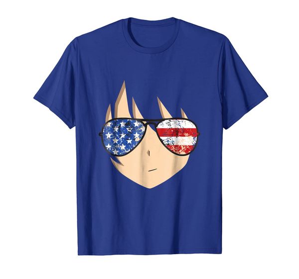 

american anime face shirt usa sunglasses 4th of july, White;black