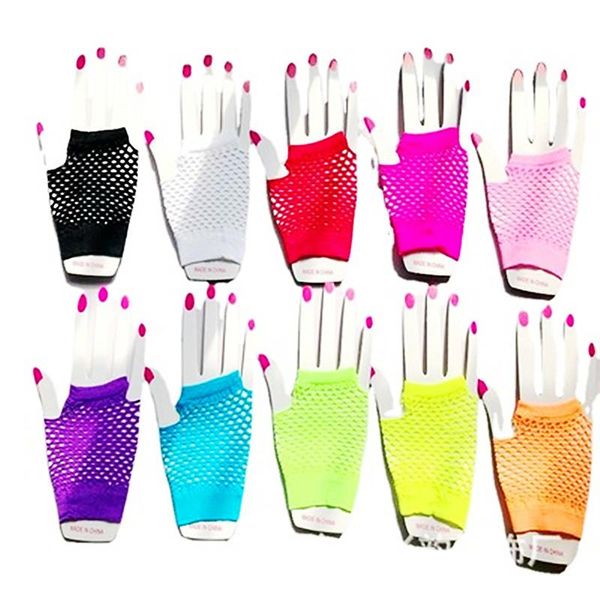 

five fingers gloves women girls mesh short wrist gothic punk rock costume fancy party brides fingerless, Blue;gray