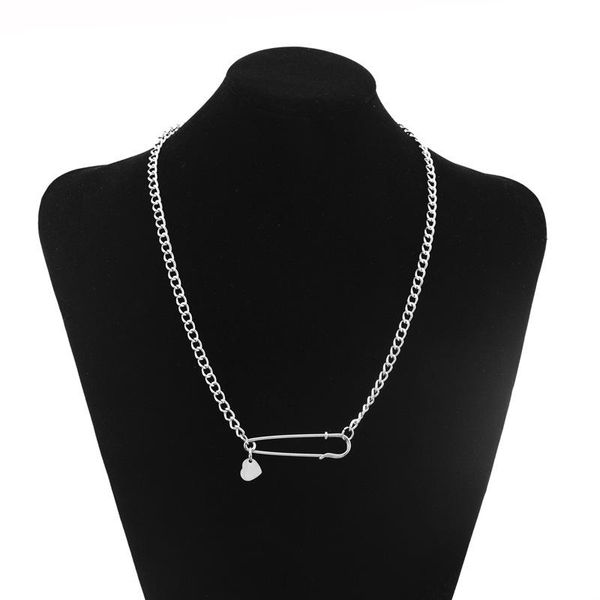 

chains stainless steel pin love necklace hip hop men and women all-match, Silver