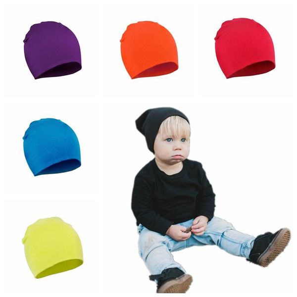 

boys girls baby turban hat pure color cap spring autumn winter cotton children infant child born warm caps & hats, Yellow