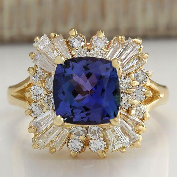 

wedding rings vintage female blue crystal stone ring classic gold color big engagement charm square zirconia for women, Slivery;golden